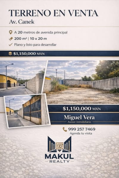 Terreno en venta Avenida Canek — Las Américas