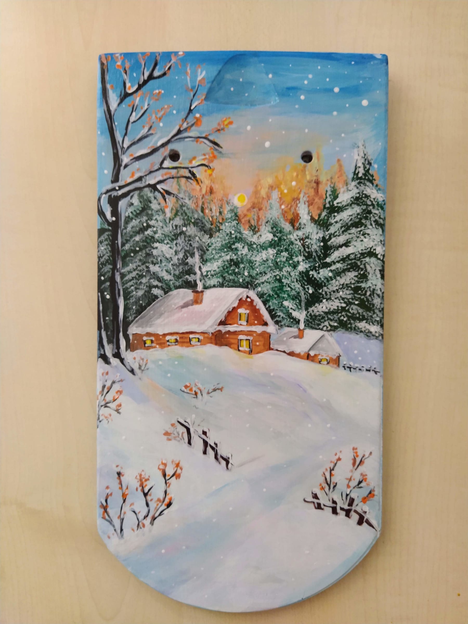 Roof Tile, 2021, Acrylic on roof tile