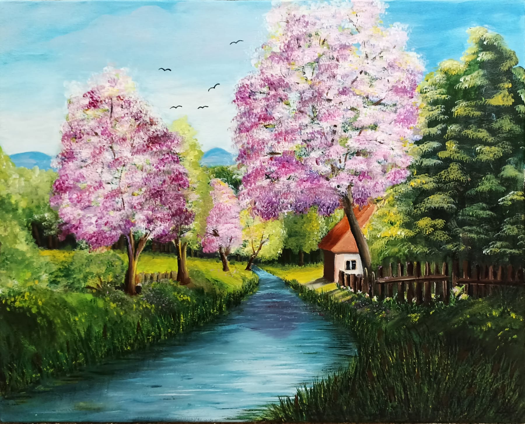 House by the River, 2022, Acrylic on canvas