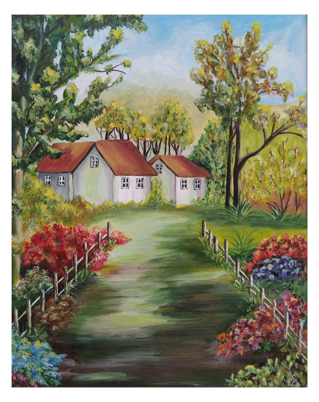Three Houses, 2021, Acrylic on canvas