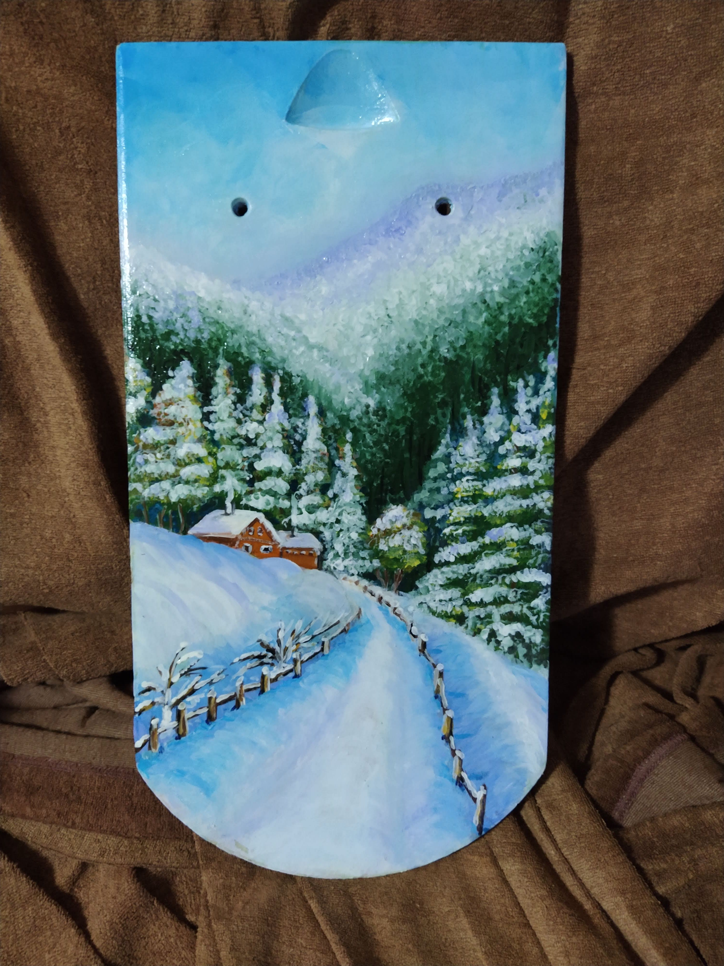 Roof Tile, 2021, Acrylic on roof tile