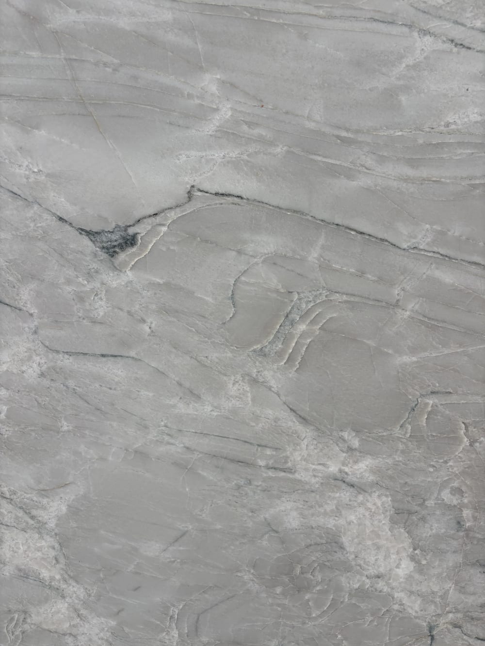 Crystal Spectrum quartzite block 36915 detail, frosted white ground crossed by a teal-blue seam