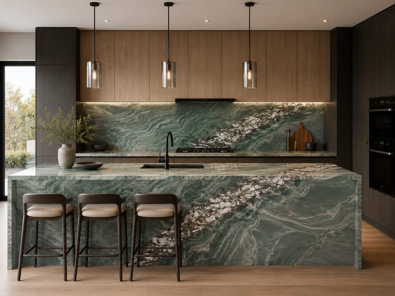 Artist impression of Tropical Green quartzite in an interior setting