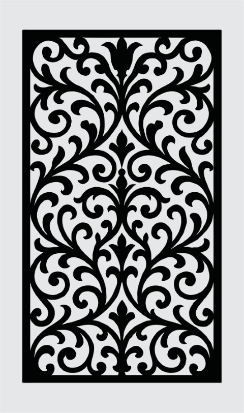 Elegant Botanical Damask Jali Design – CNC Laser Cut Vector Panel
