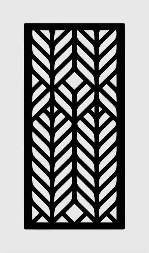 Modern Geometric Fern Motif Jali Design – CNC Laser Cut Vector Panel