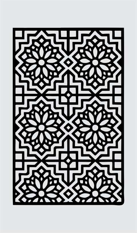 Intricate Geometric Floral Mandala Jali Design – CNC Laser Cut Vector Panel