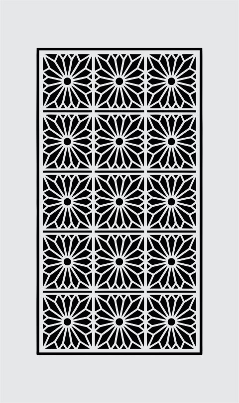 Classic Geometric Star Grid Jali Design – CNC Laser Cut Vector Panel