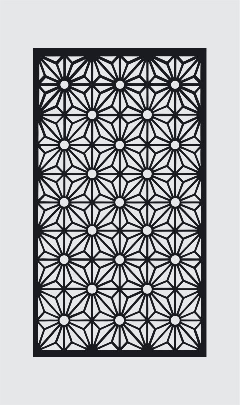 Traditional Asanoha Star Lattice Jali Design – CNC Laser Cut Vector Panel