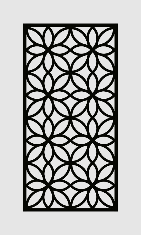 Classic Geometric Floral Lattice Jali Design – CNC Laser Cut Vector Panel