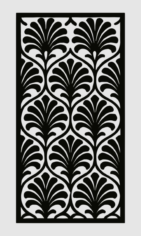 Art Deco Botanical Palmette Jali Design – CNC Laser Cut Vector Panel