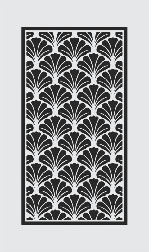 Art Deco Ginkgo Fan Motif Jali Design – CNC Laser Cut Vector Panel