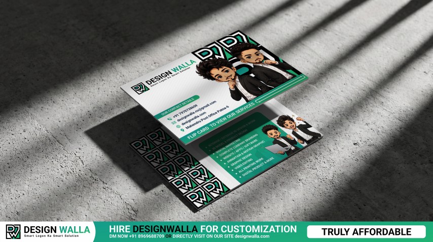 Floating Business Card Mockup with Natural Shadow Overlay – Front & Back Display