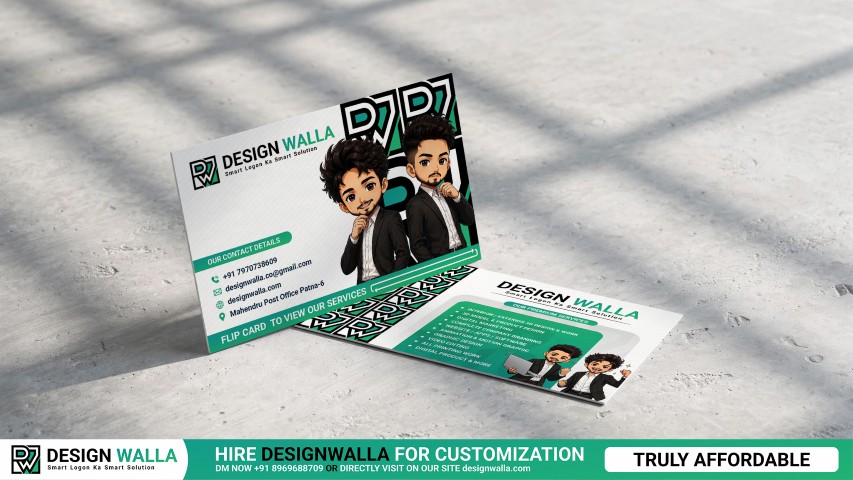 Leaning & Flat Business Card Mockup with Architectural Window Grid Shadow