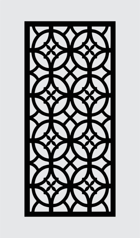 Modern Interlocking Circles & Star Lattice Jali Design – CNC Laser Cut Vector Panel