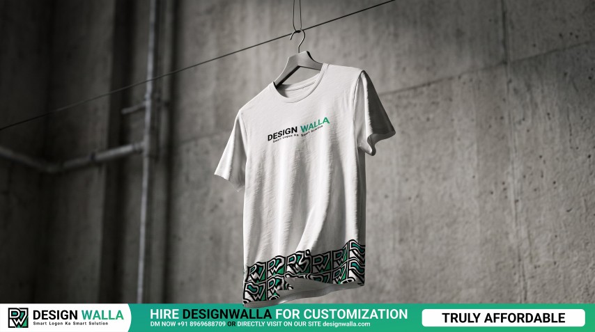 Suspended T-Shirt Mockup – Industrial Wire Hanger Display