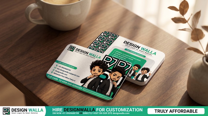 Premium Rounded Business Card Mockup – Overlapping Desk Presentation