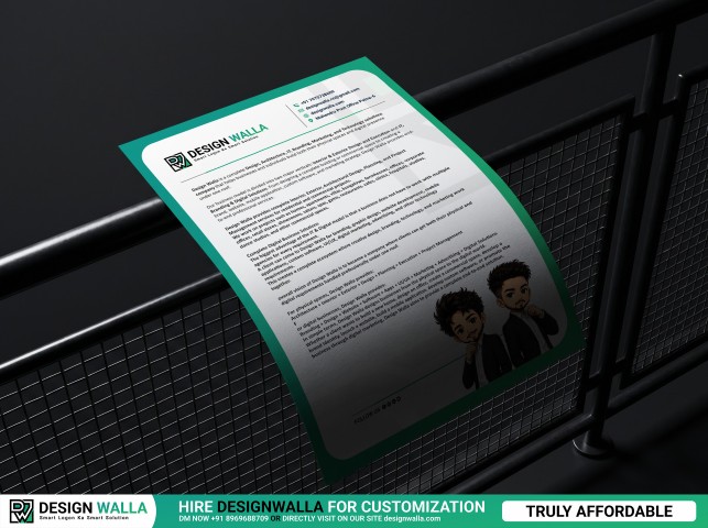 Premium Floating Letterhead Mockup – Dark Metal Railing Presentation