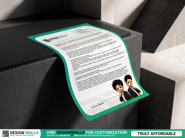 Curved Edge Letterhead Mockup – Black Architectural Block Setting