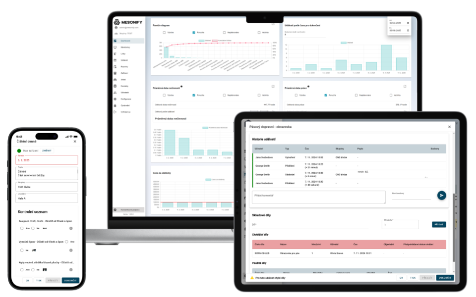 Mesonify CMMS on phone, tablet and laptop
