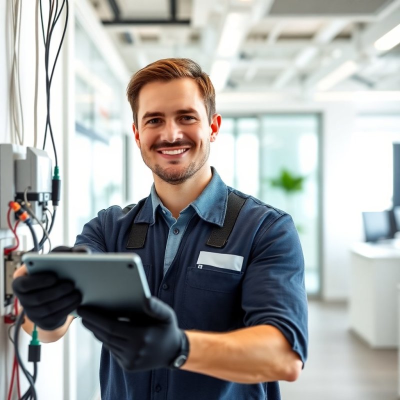 Seamless Office Wiring Solutions service - Professional with face visible