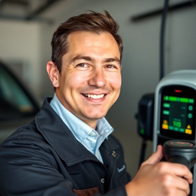 Effortless EV Charger Installation service - Professional with face visible