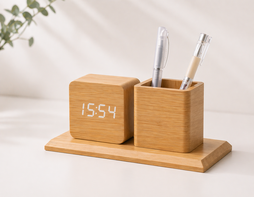 Digital Clock with Pen Stand