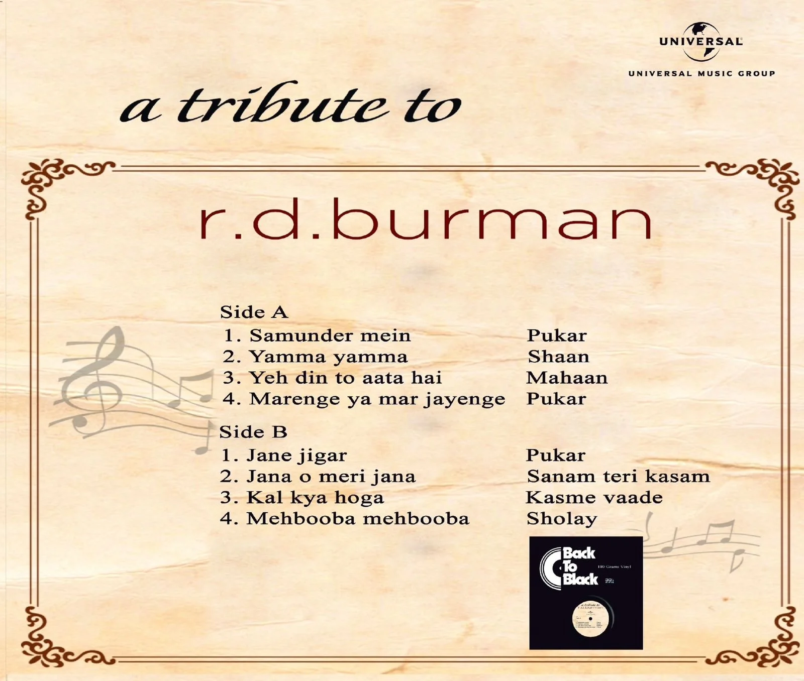 A TRIBUTE TO RD BURMAN - VINYL RECORD - thumbnail 2