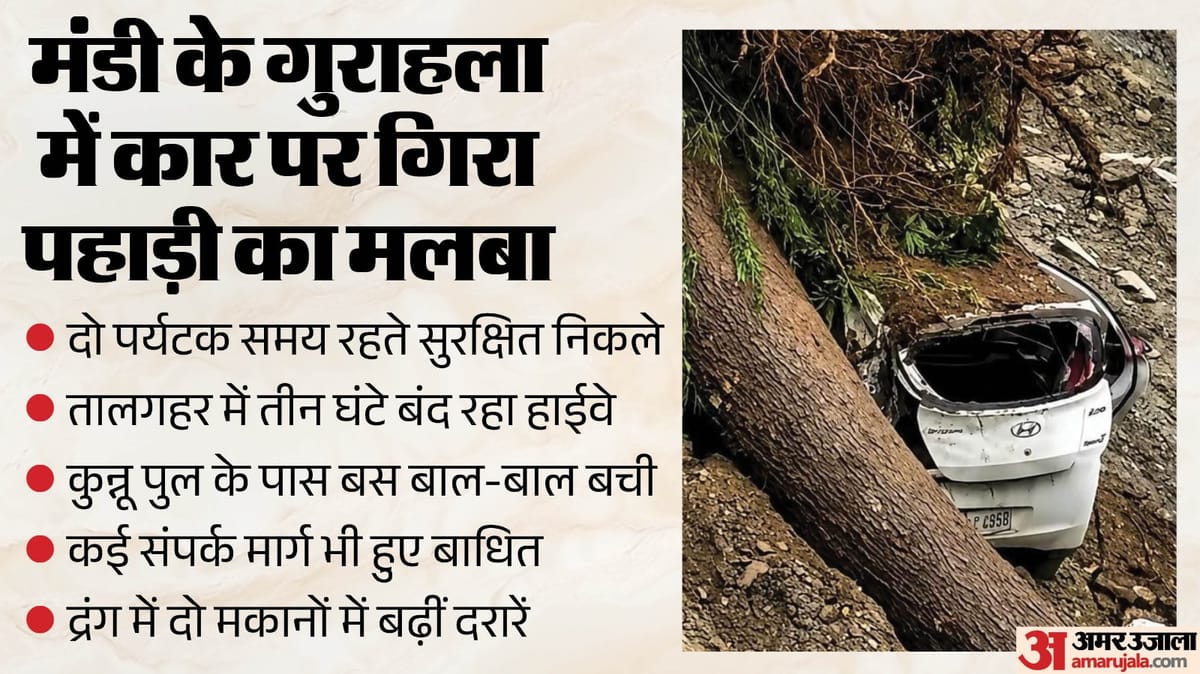 मंडी में भूस्खलन का कहर: बरोट में कार चपेट में, पर्यटक सुरक्षित लेकिन अलर्ट (Landslide Alert) जारी