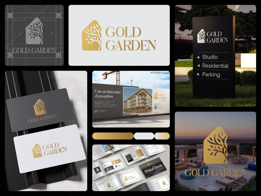 Identité visuelle — Gold Garden, réalisé par Anas Fahmioui, graphiste freelance