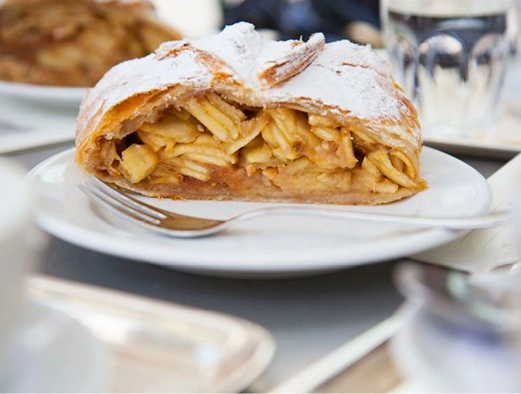 Freshly prepared Austrian Apfelstrudel