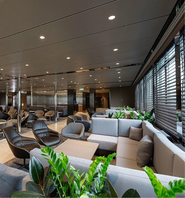 Lounge area on a luxury superyacht
