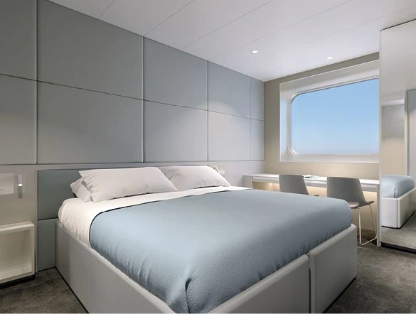 Oceanview Stateroom suite on a luxury yacht