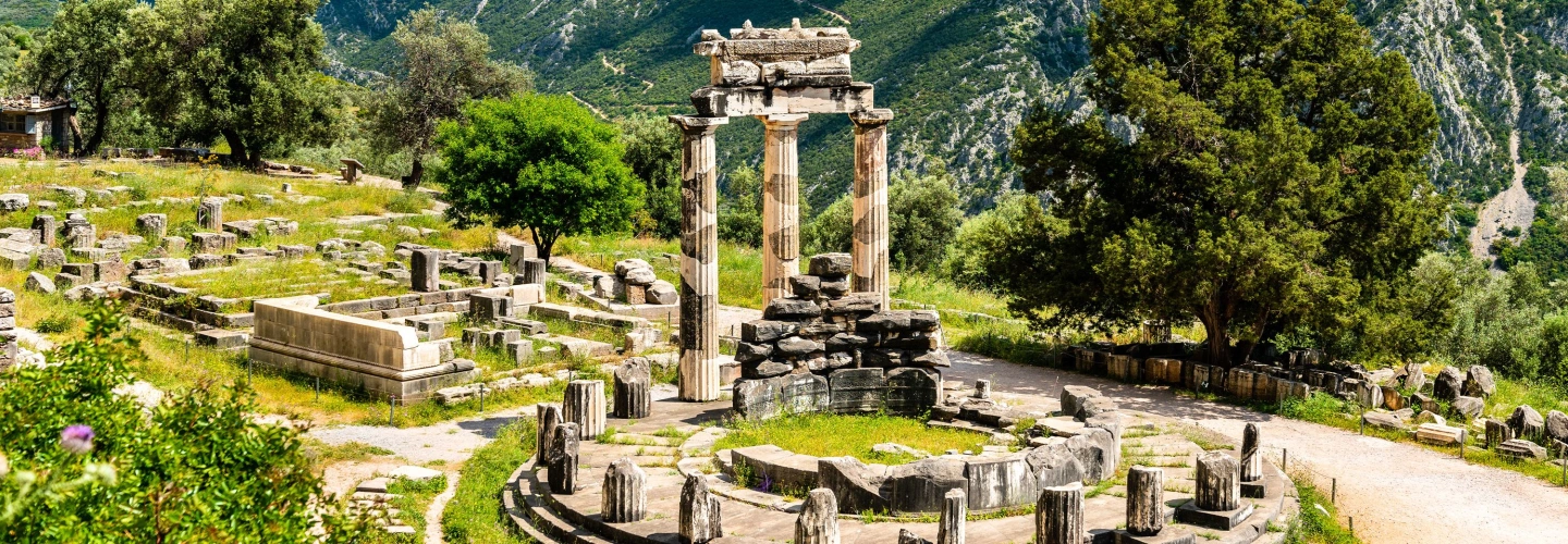 Ruins of the Temple of Athena Pronaia at Delphi