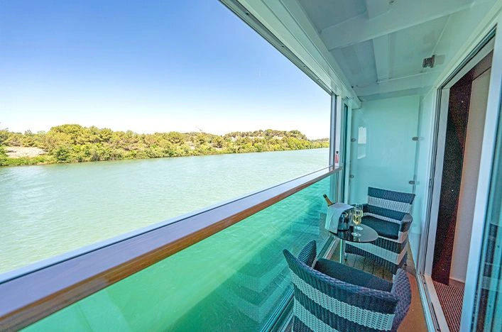 Private Sun Lounge with champagne and river views