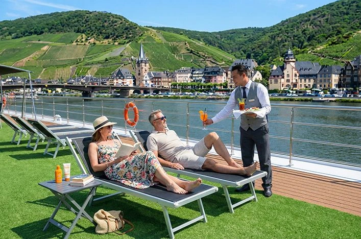 Couple on scenic sun deck