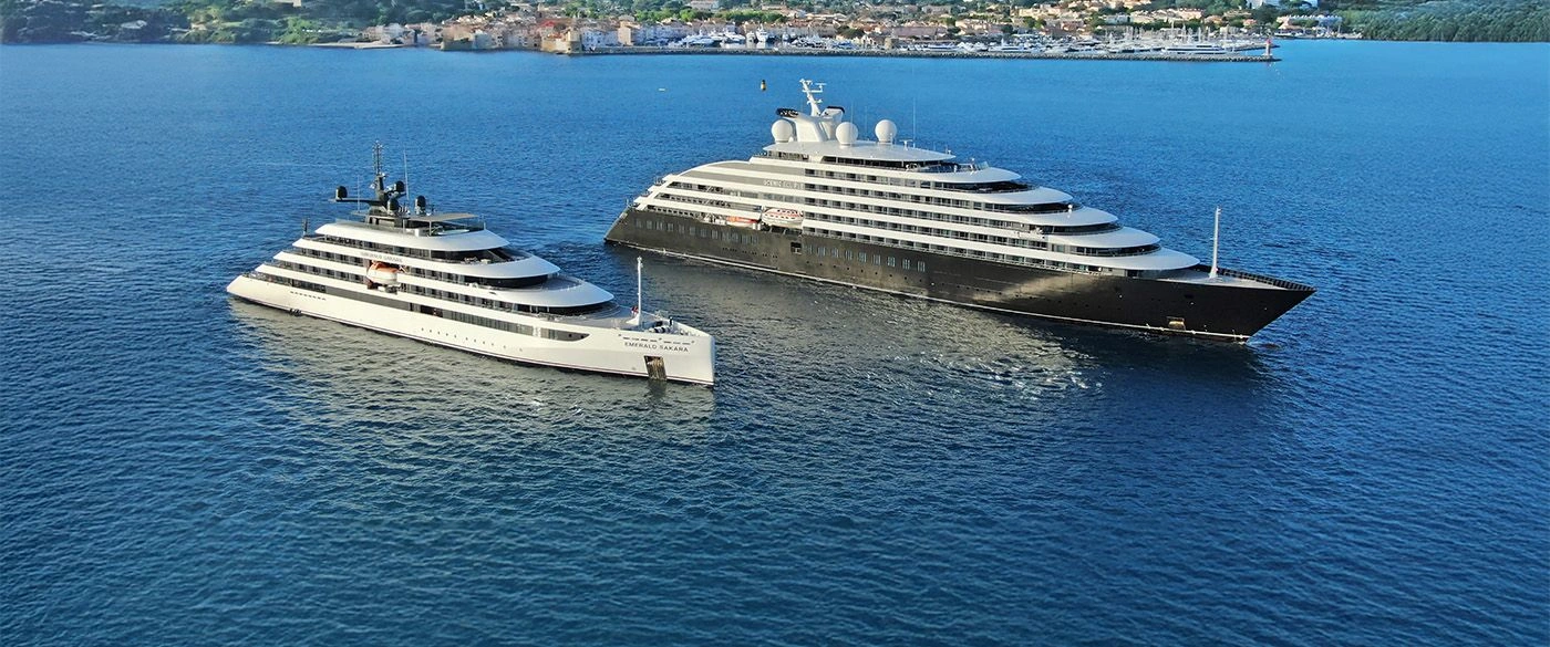 Emerald Sakara and Scenic Eclipse I anchored off St Tropez