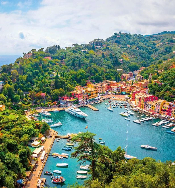 Beautiful bay with colorful houses in Portofino Liguria Italy