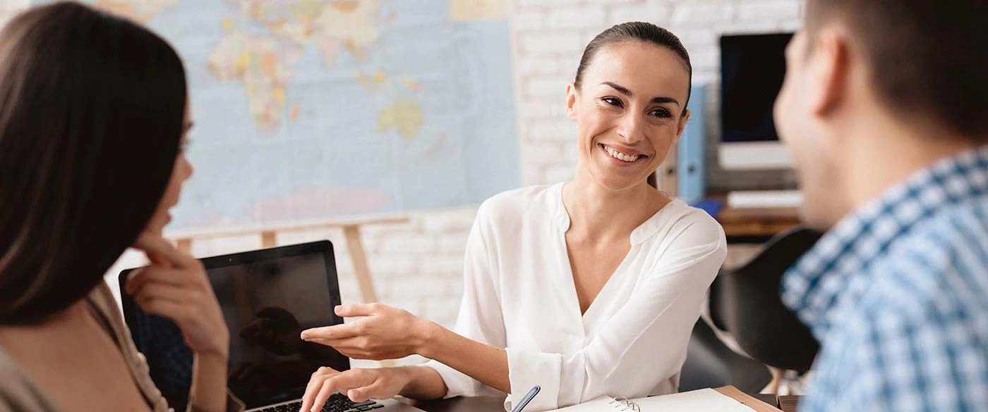 Couple with a travel agent