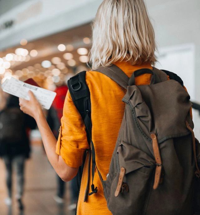 Woman with boarding pass