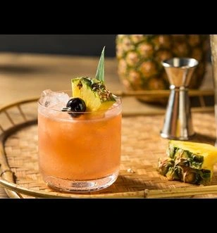 Mai Tai cocktail served with pineapple