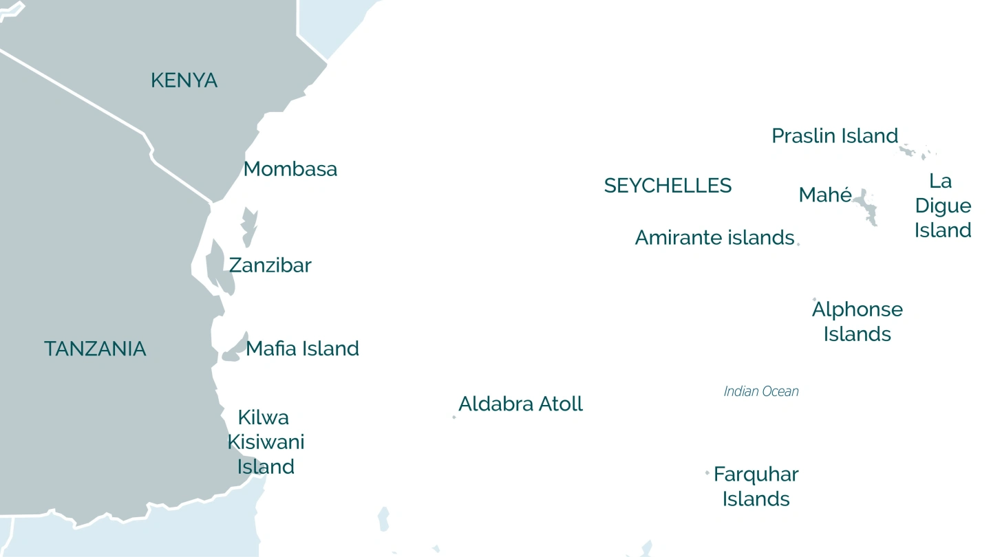 Seychelles and Indian Ocean Overview Map