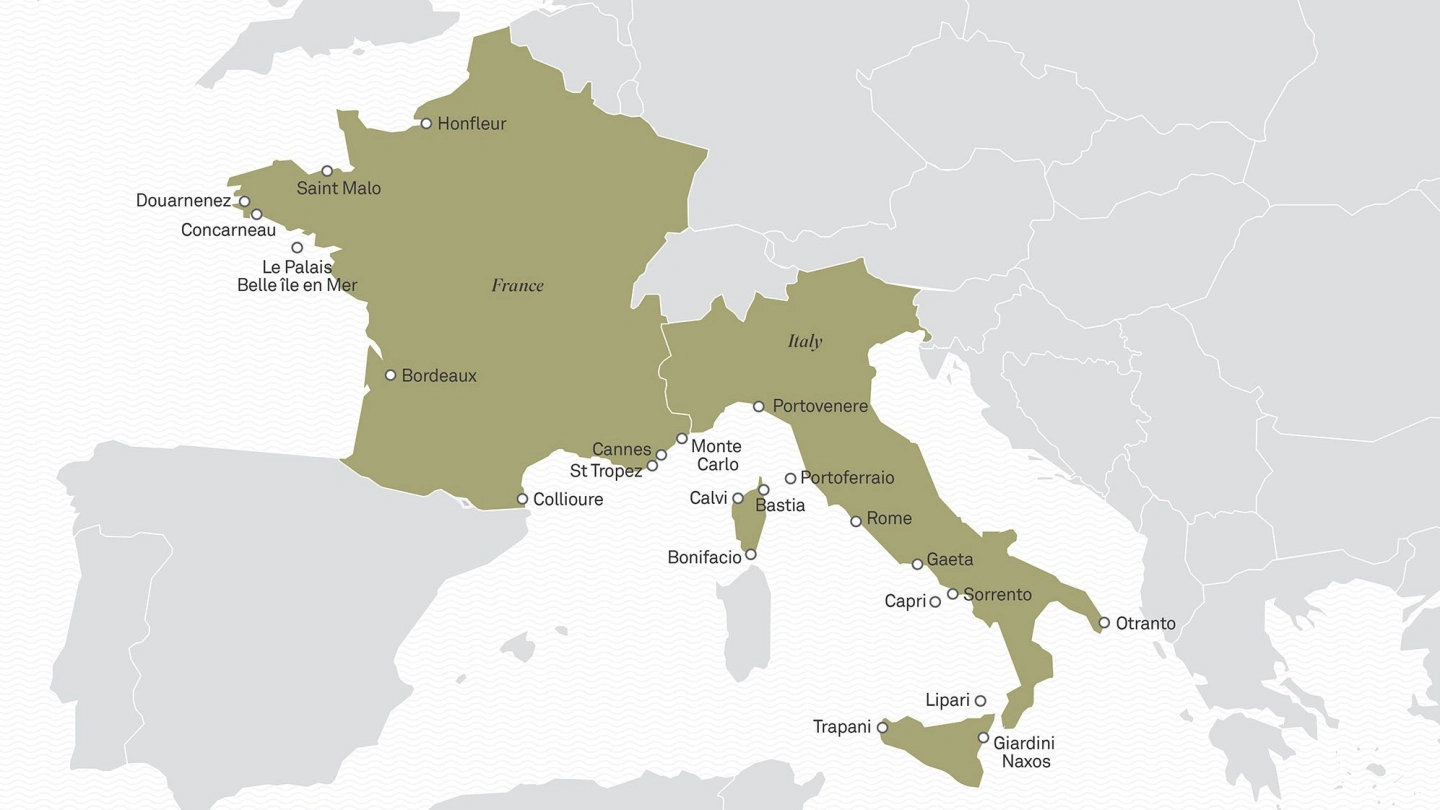 France Italy map