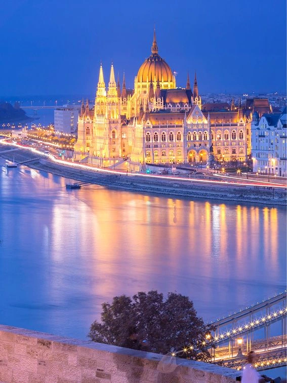 A view of Budapest and the Hungarian Parliament Building across the Danube River