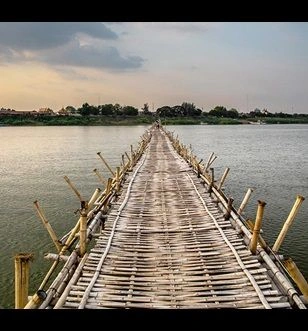 Bamboo bridge in Kampong Cham, Cambodia
