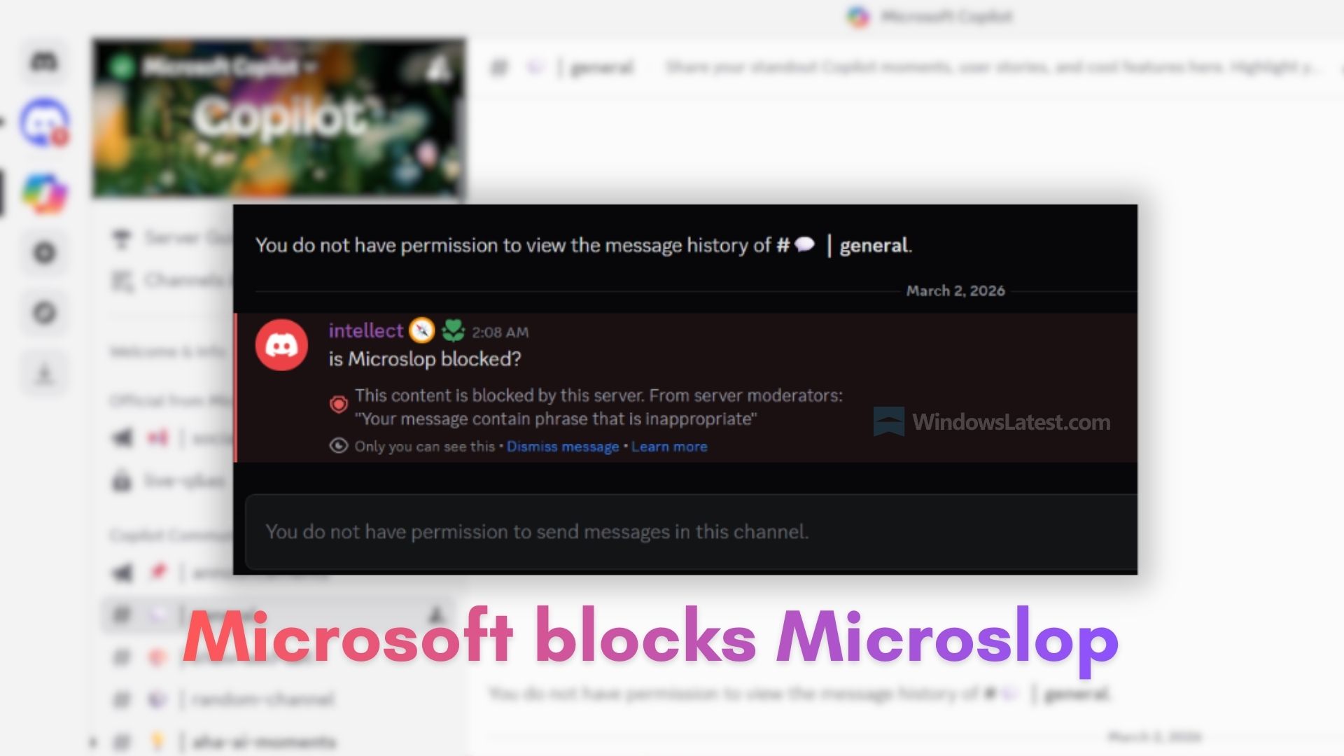 Microsoft gets tired of “Microslop,” bans the word on its Discord, then locks the server after backlash