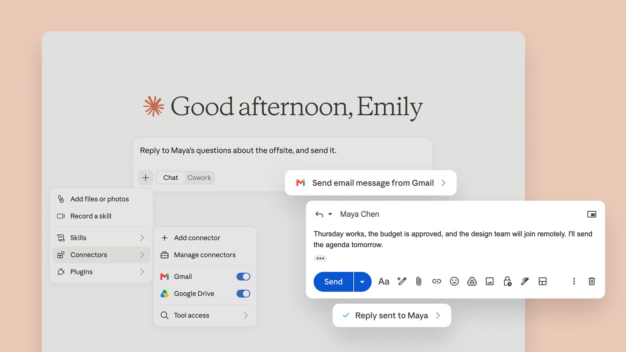 Claude on X adds Gmail and Google Drive integrations for paid plans.