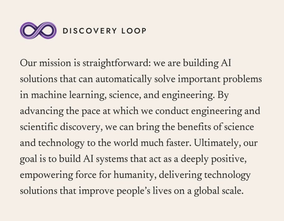 Jeff Dean on X announces Discovery Loop AI research company.