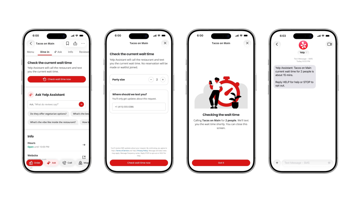 Yelp adds AI features for wait time checks and personalized recommendations, TechCrunch reports