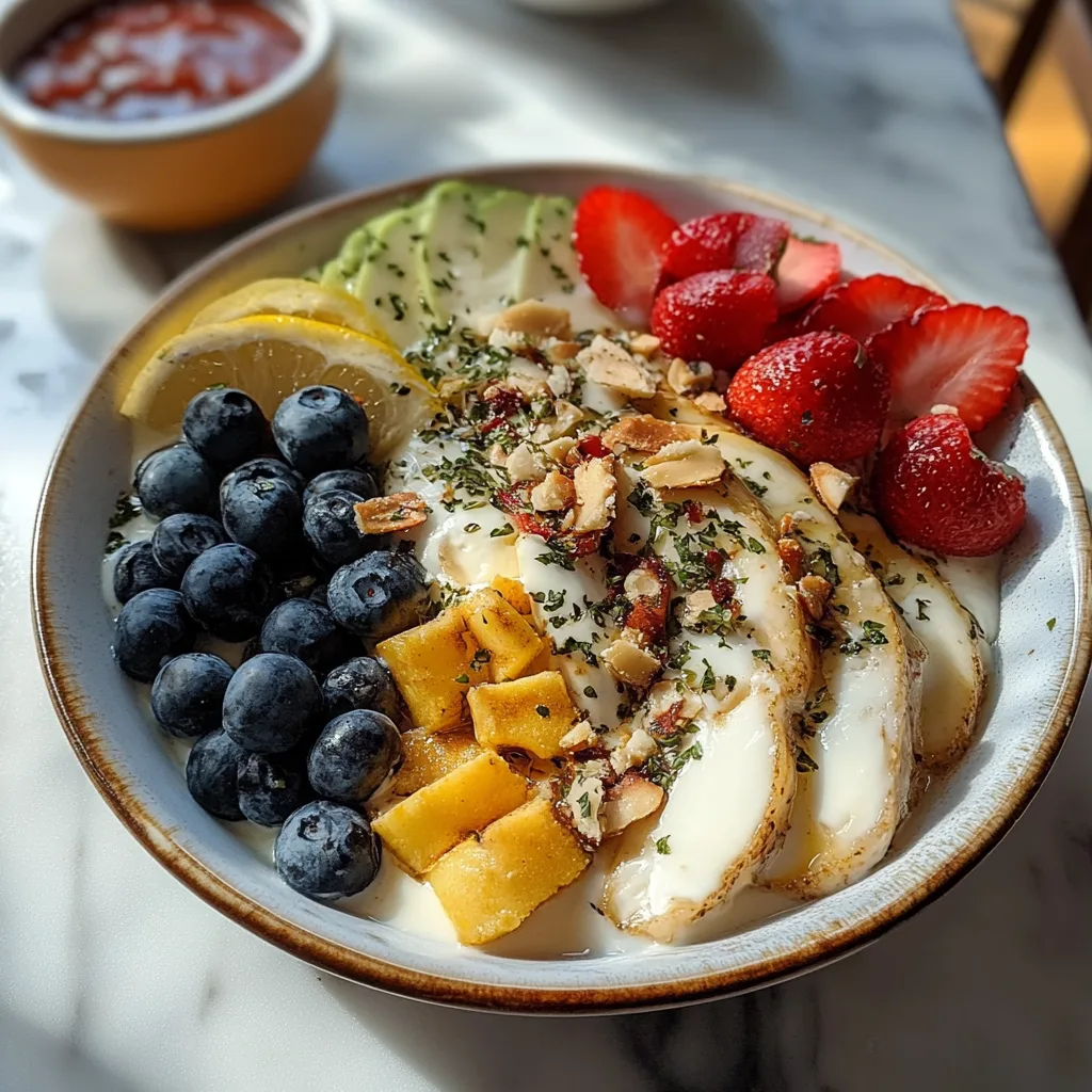 Tazón de yogur griego energizante para el desayuno
