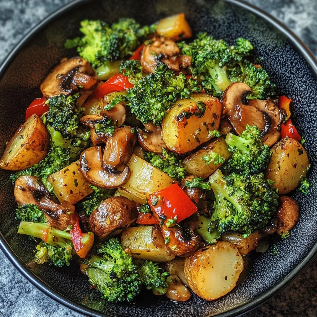 Brokkoli-Kartoffel-Pfanne mit Pilzen